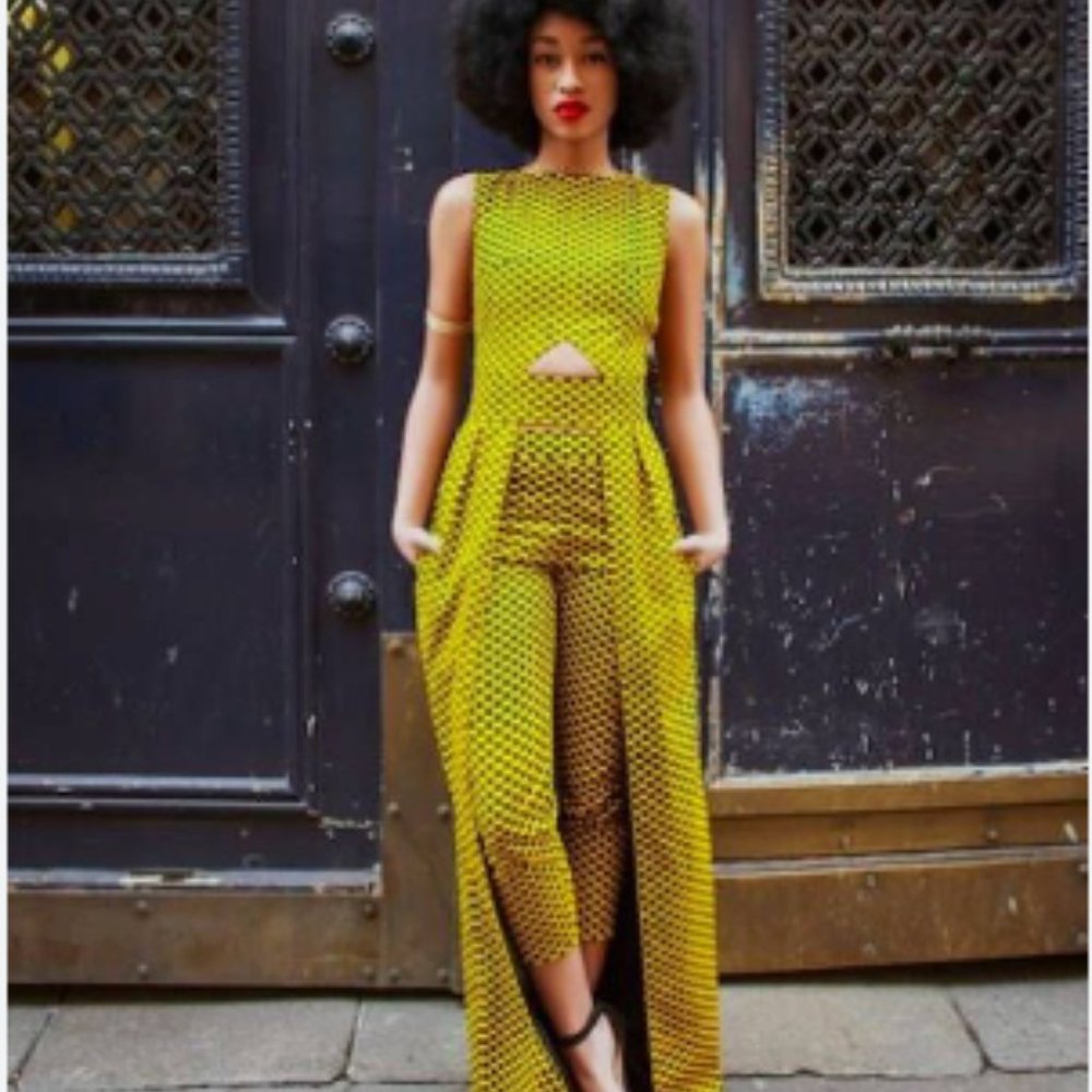 jadoreafrica African Black cape jumpsuit